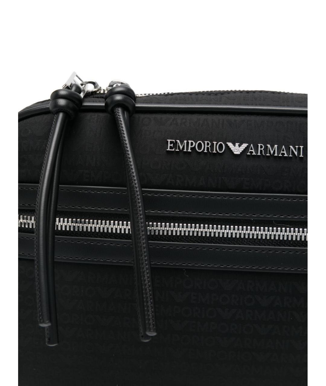 EMPORIO ARMANI Черная тканевая сумка на плечо, фото 5