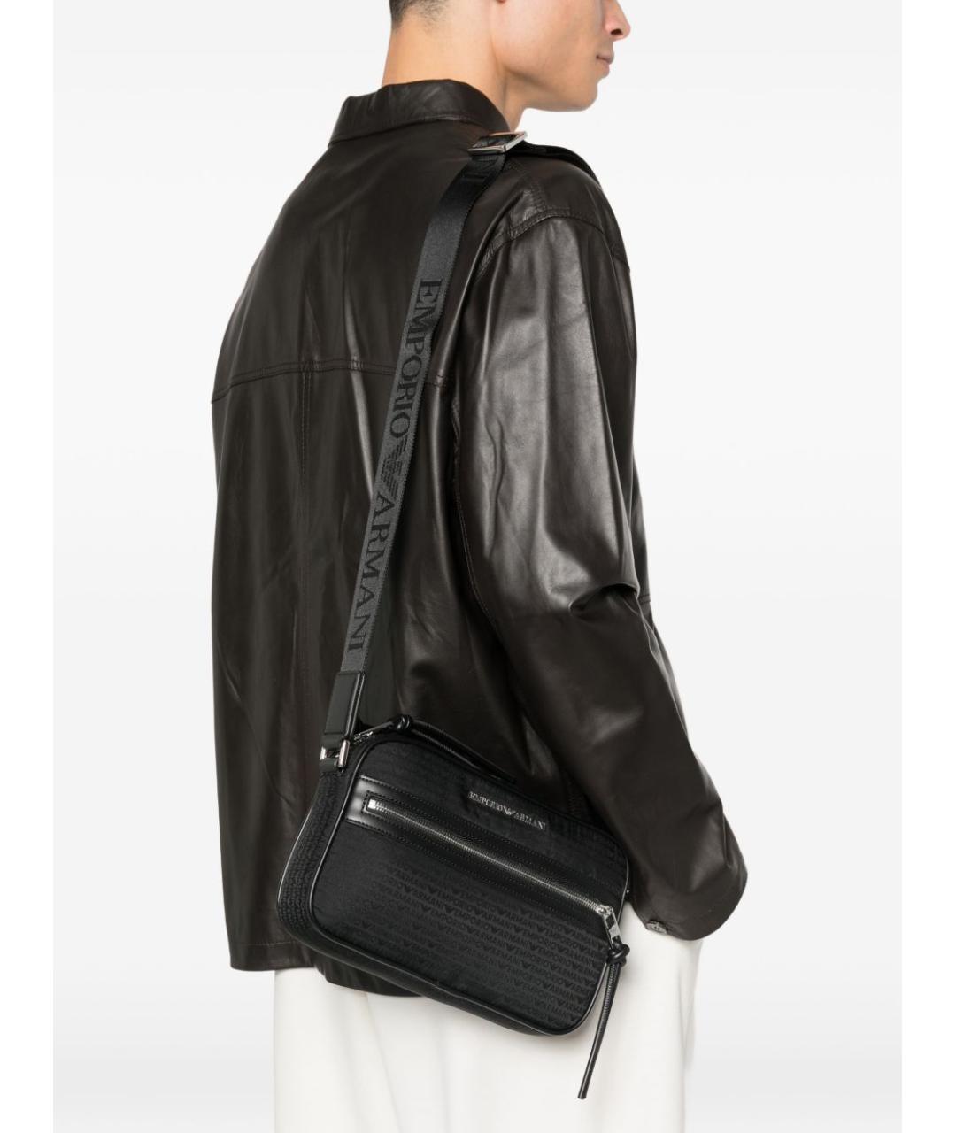 EMPORIO ARMANI Черная тканевая сумка на плечо, фото 4