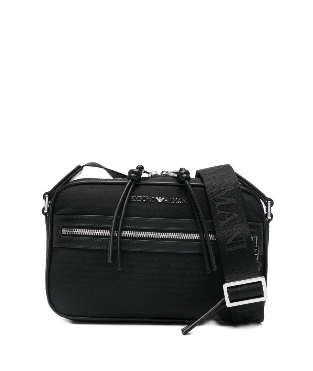EMPORIO ARMANI Черная тканевая сумка на плечо, фото 1