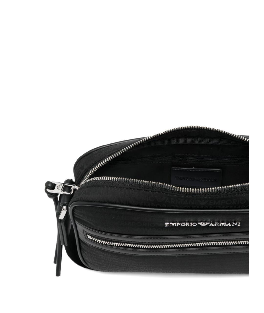 EMPORIO ARMANI Черная тканевая сумка на плечо, фото 3