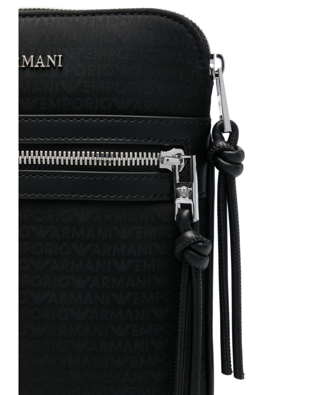 EMPORIO ARMANI Черная тканевая сумка на плечо, фото 2