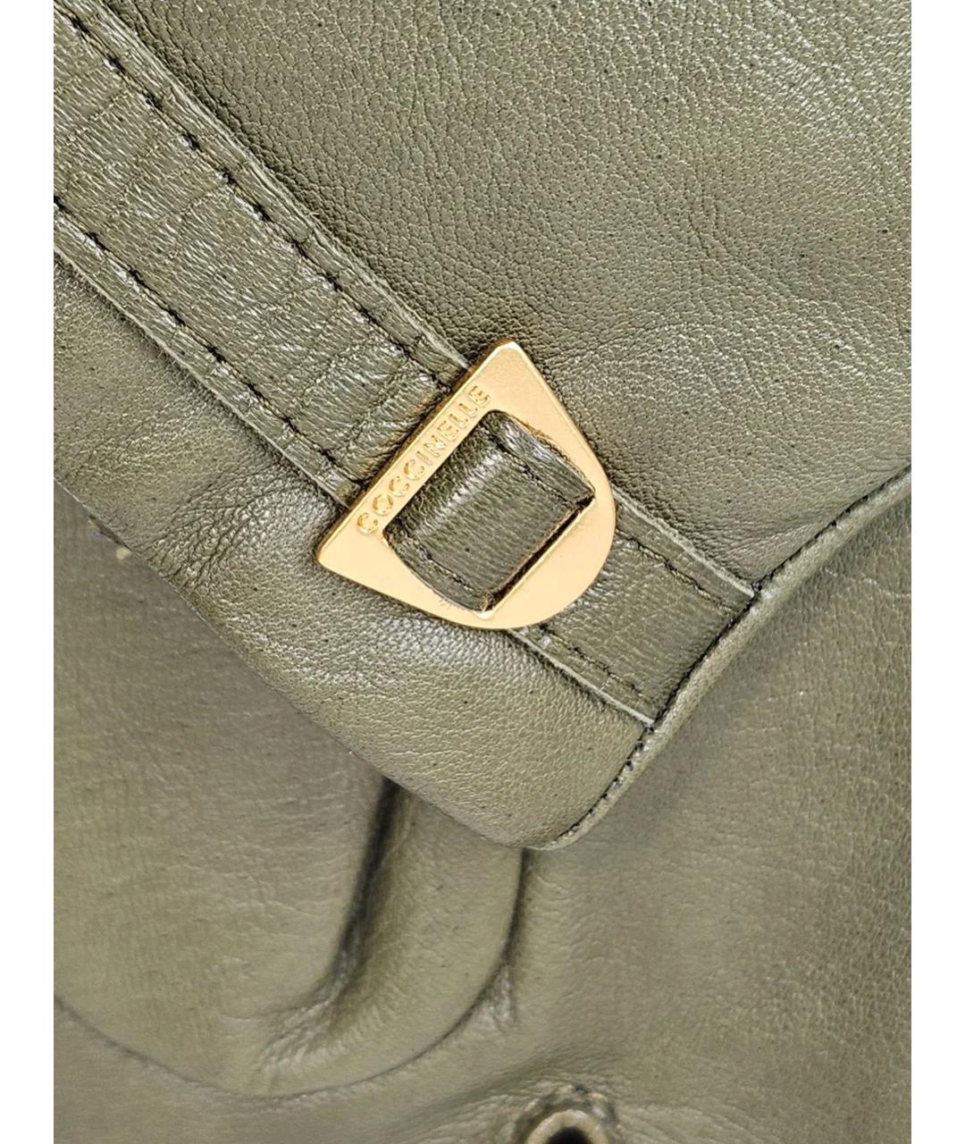 COCCINELLE Зеленые кожаные перчатки, фото 5