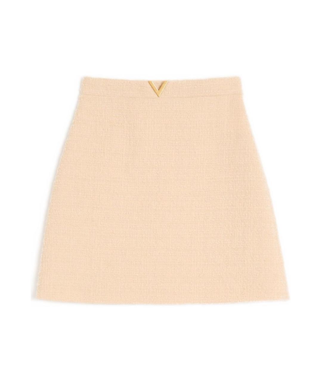 VALENTINO Бежевая шерстяная юбка мини, фото 1