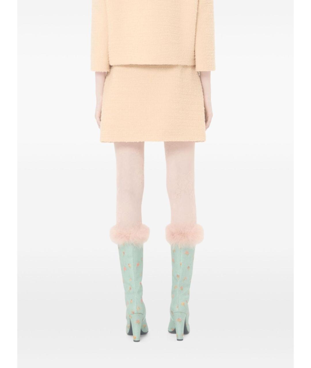 VALENTINO Бежевая шерстяная юбка мини, фото 5