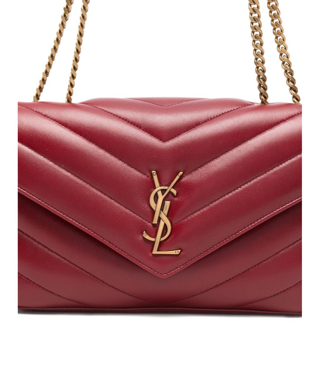 SAINT LAURENT Красная кожаная сумка через плечо, фото 4