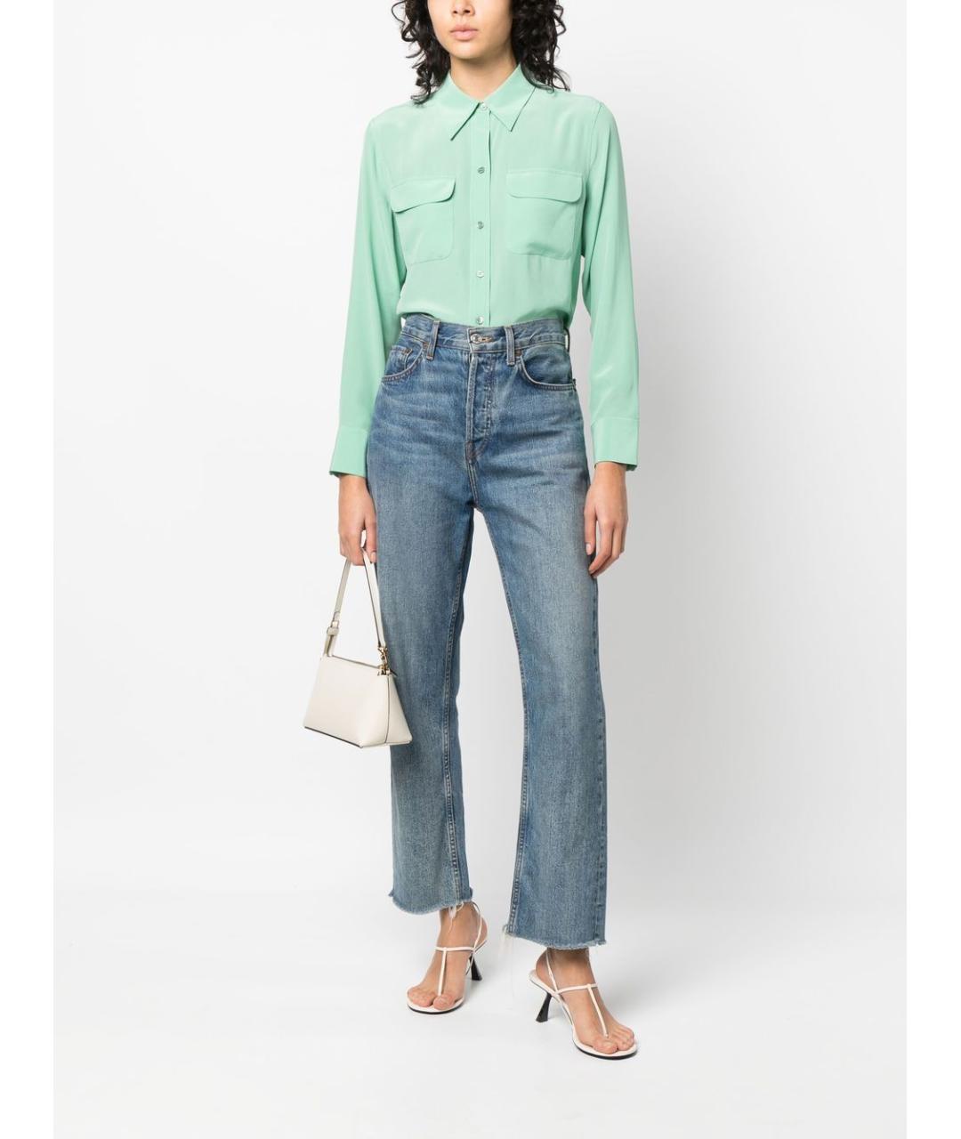 EQUIPMENT Зеленая шелковая рубашка, фото 3