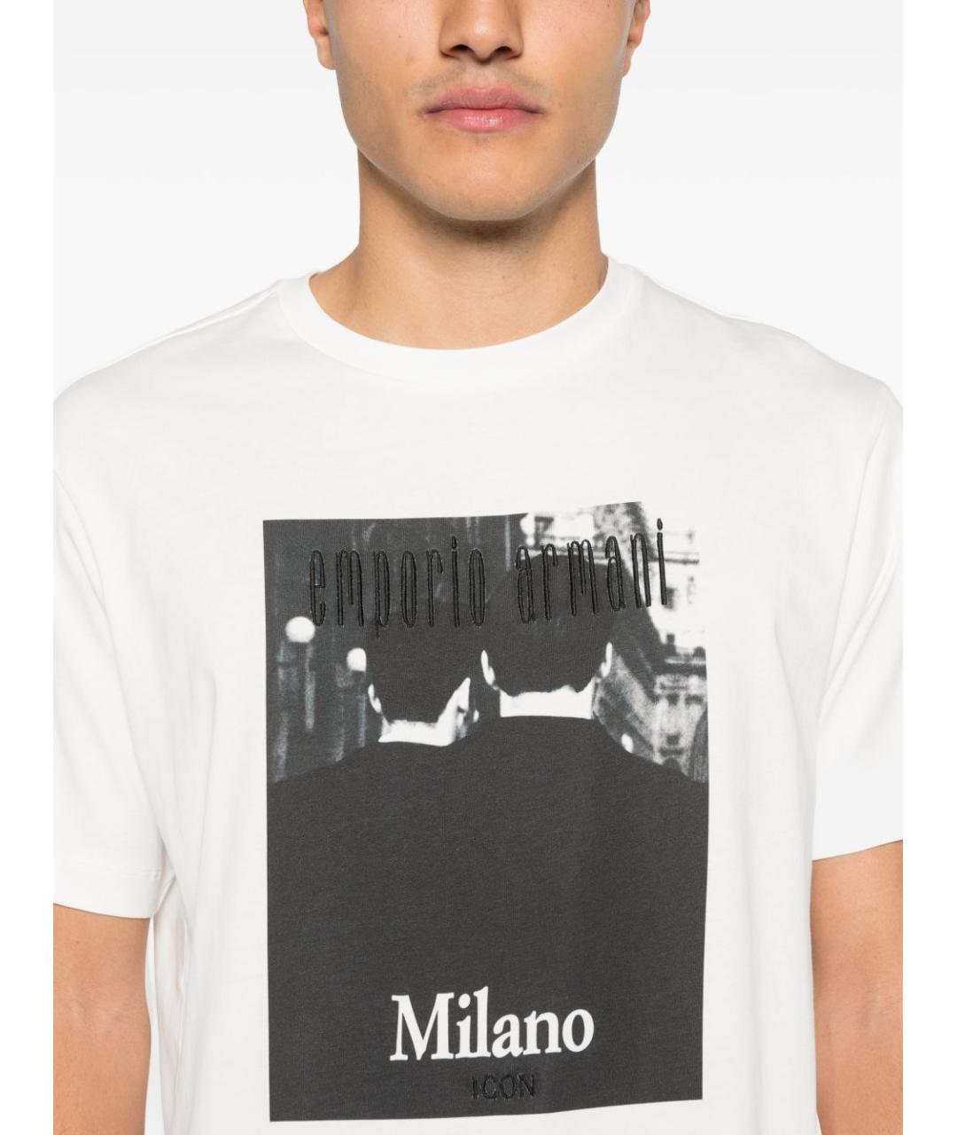 EMPORIO ARMANI Белая хлопковая футболка, фото 3