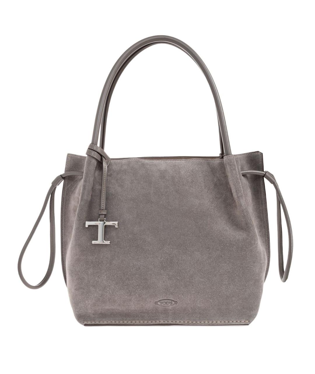 TOD'S Серая замшевая сумка тоут, фото 1