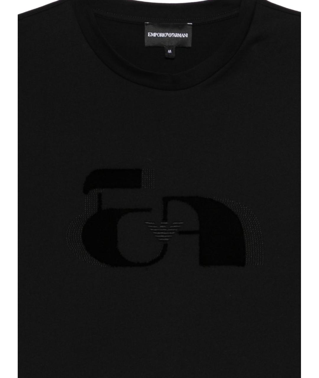 EMPORIO ARMANI Черная хлопковая футболка, фото 3