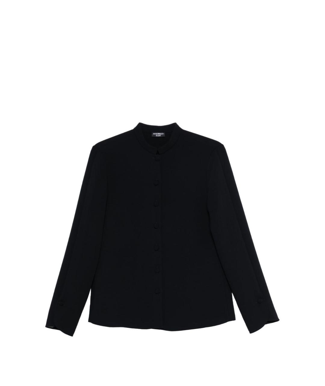 EMPORIO ARMANI Темно-синяя полиэстеровая рубашка, фото 1