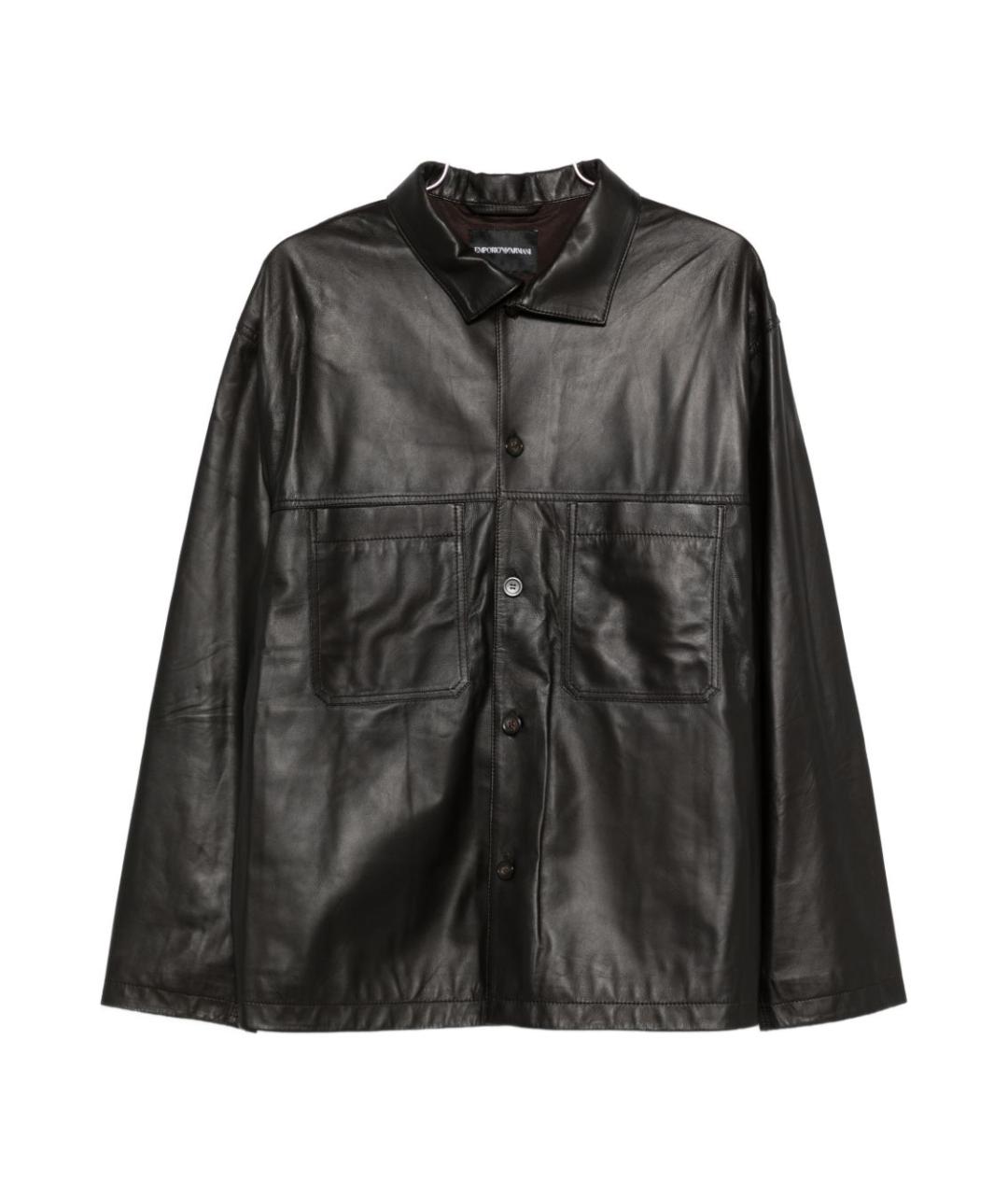 EMPORIO ARMANI Коричневая кожаная куртка, фото 1