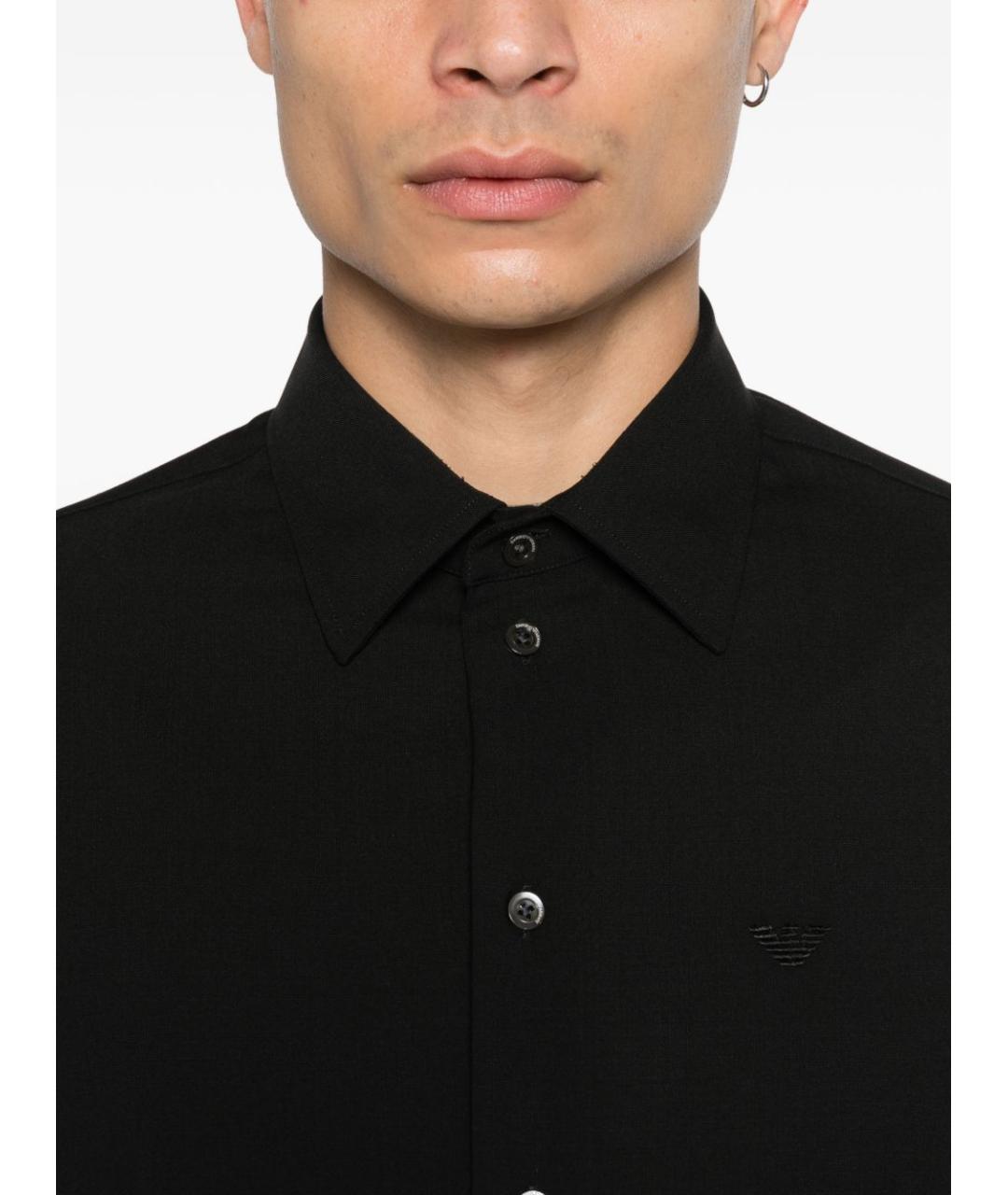 EMPORIO ARMANI Черная шерстяная кэжуал рубашка, фото 2