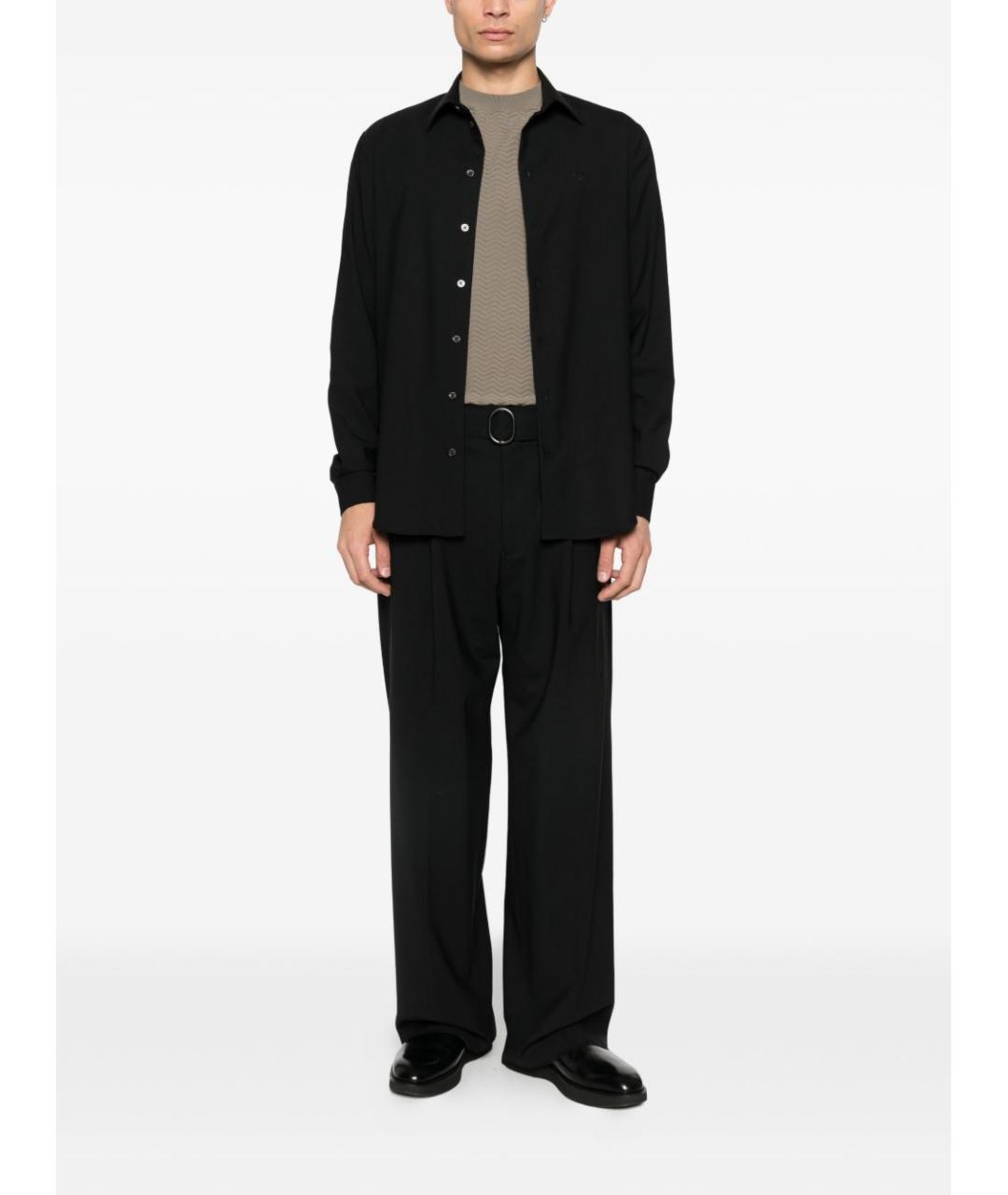 EMPORIO ARMANI Черная шерстяная кэжуал рубашка, фото 3