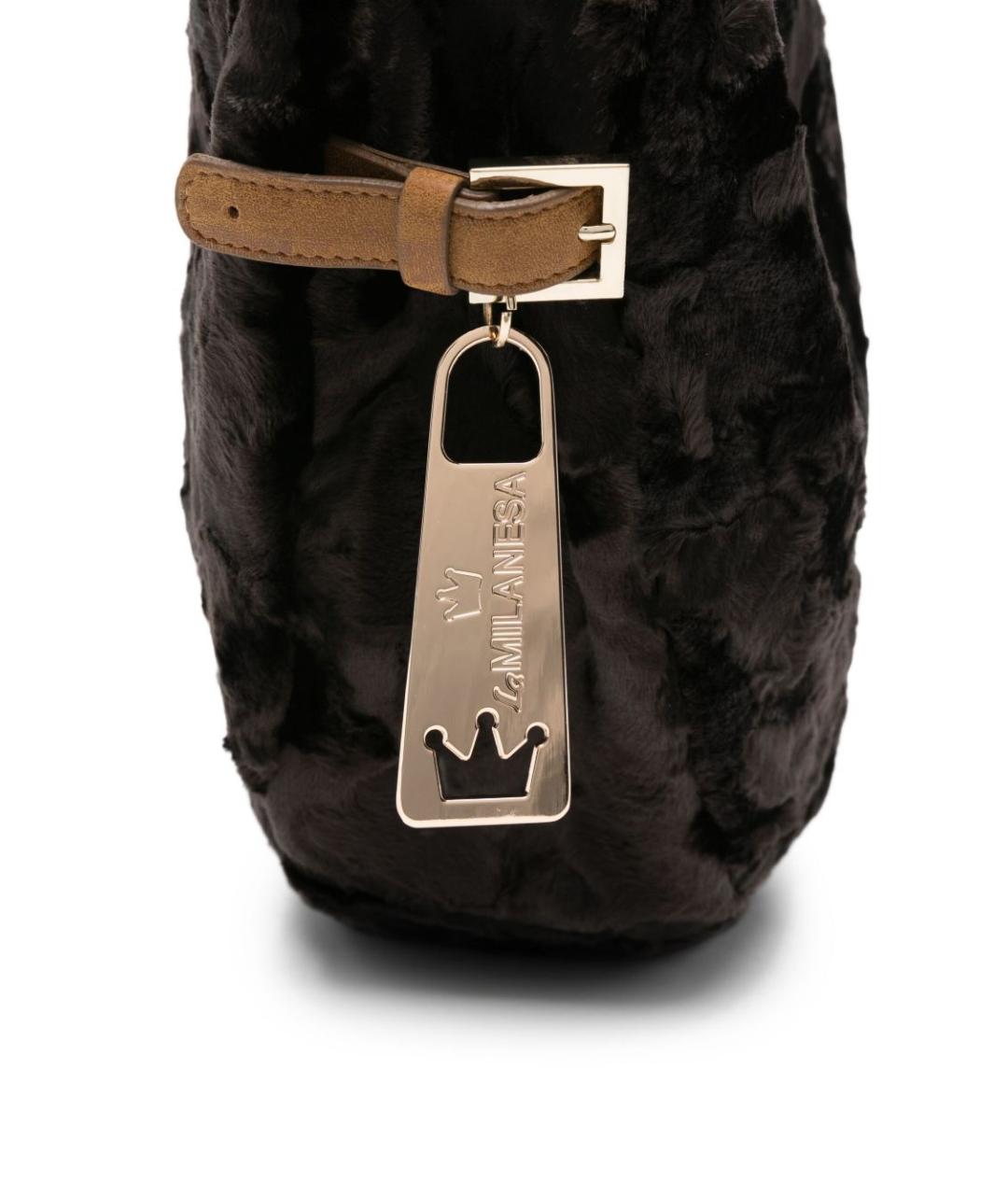 LA MILANESA Коричневая тканевая сумка через плечо, фото 4