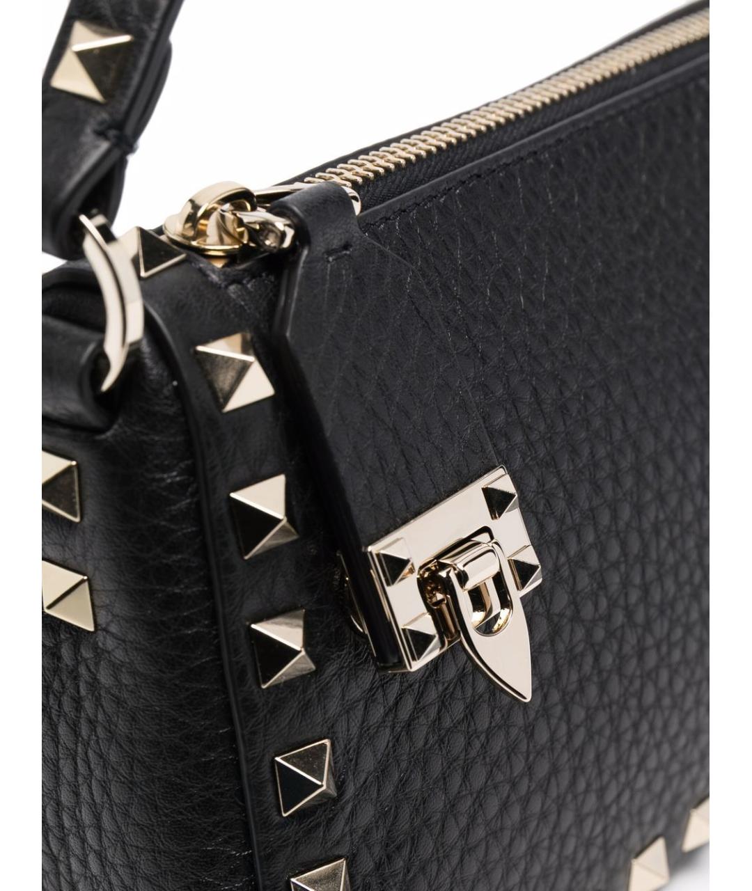 VALENTINO Черная кожаная сумка через плечо, фото 4