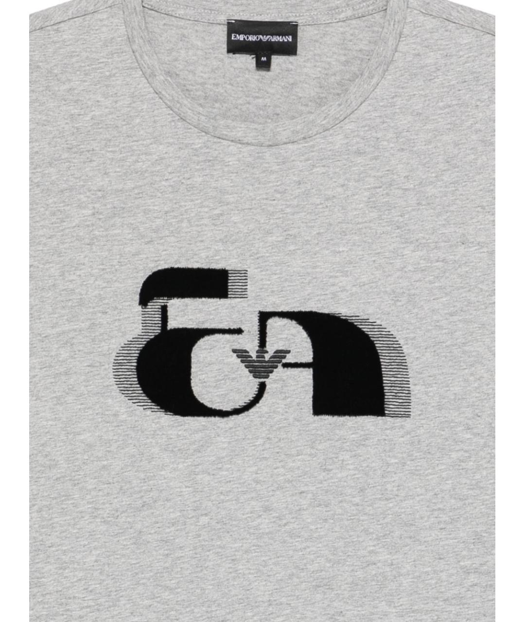 EMPORIO ARMANI Серая хлопковая футболка, фото 3