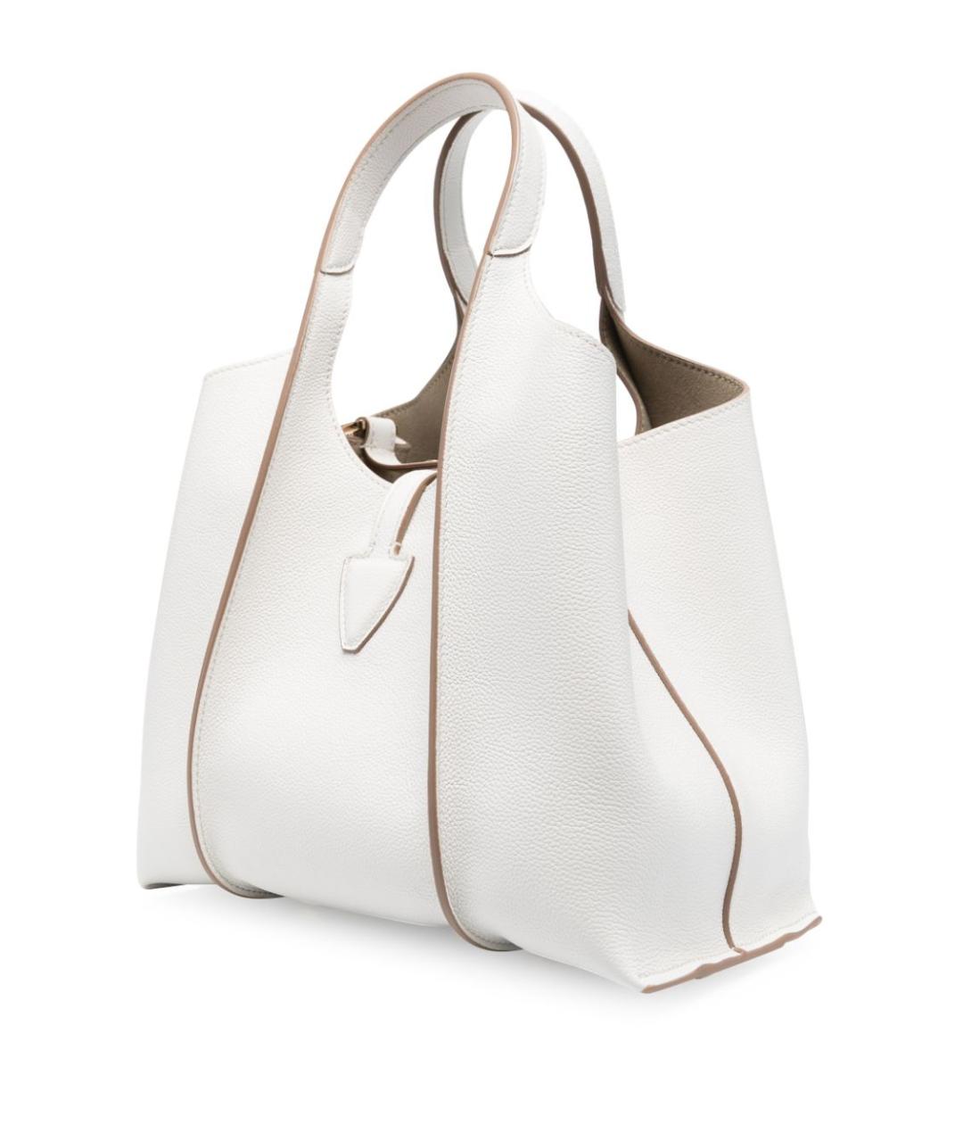 TOD'S Белая кожаная сумка тоут, фото 9