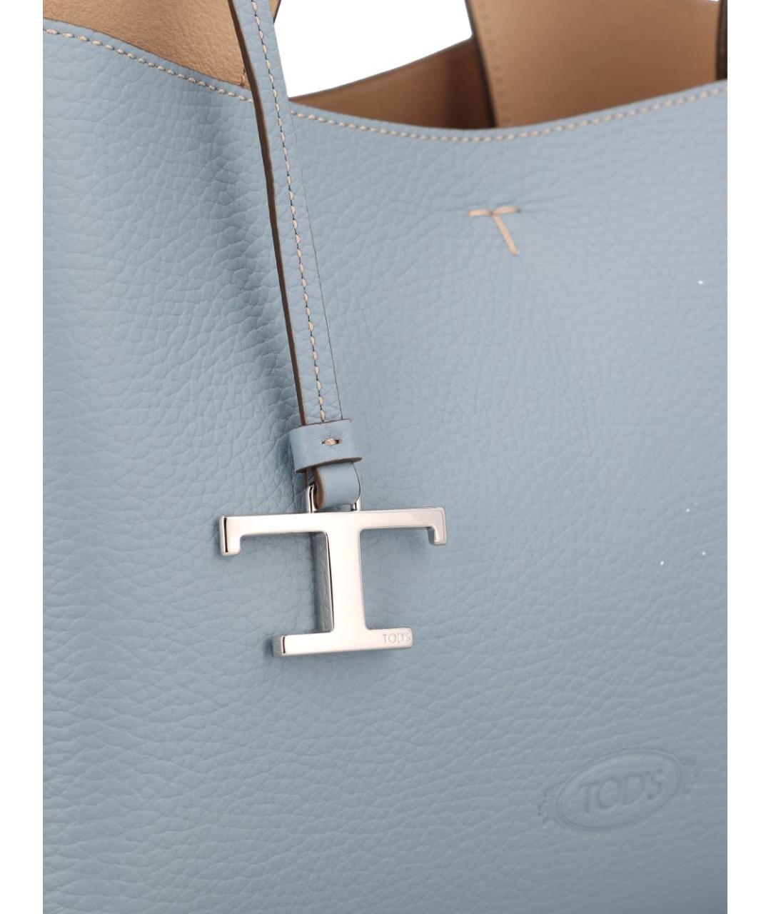 TOD'S Голубая кожаная сумка тоут, фото 3