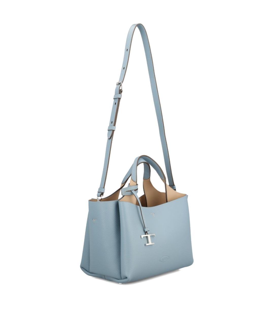 TOD'S Голубая кожаная сумка тоут, фото 4