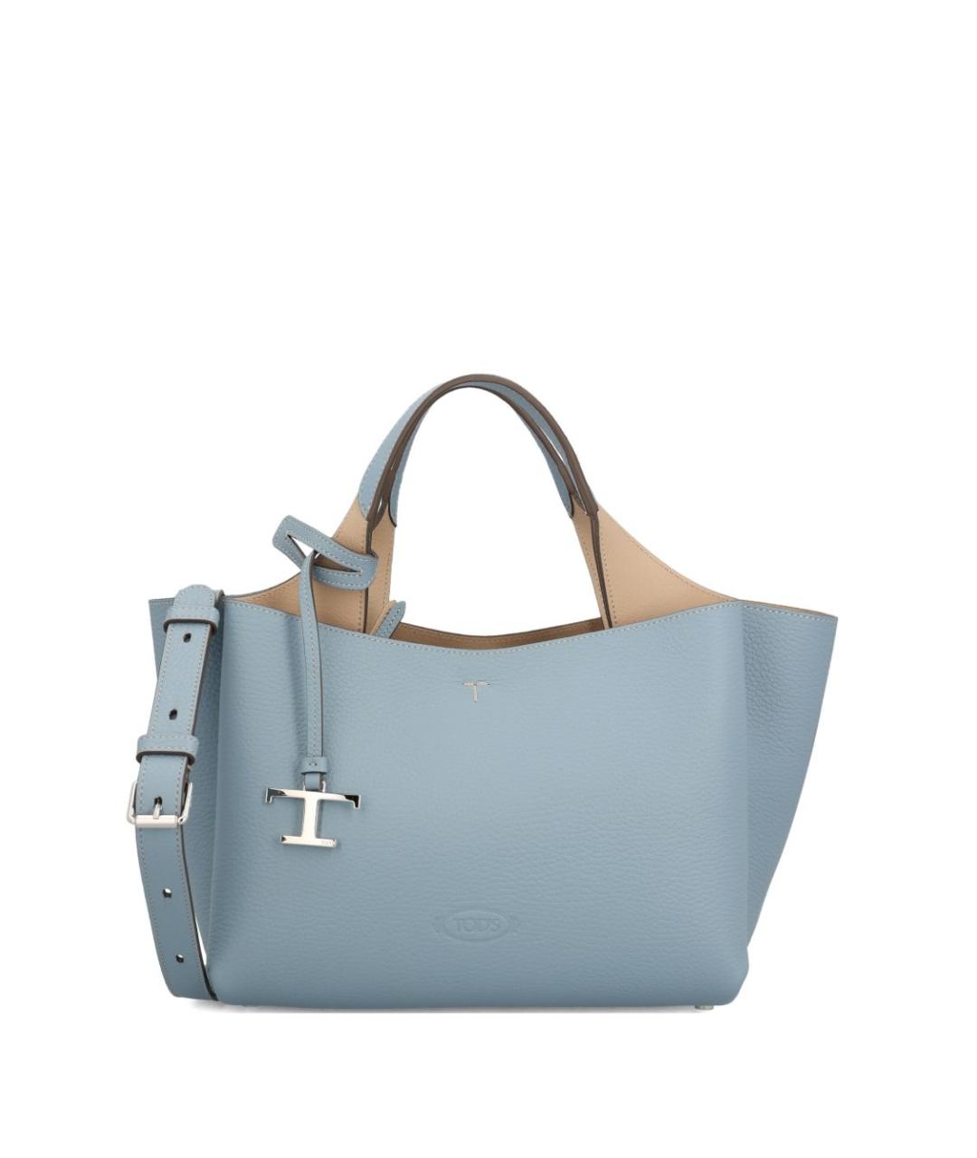 TOD'S Голубая кожаная сумка тоут, фото 1