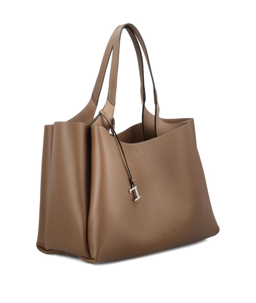 TOD'S Коричневая кожаная сумка тоут, фото 3