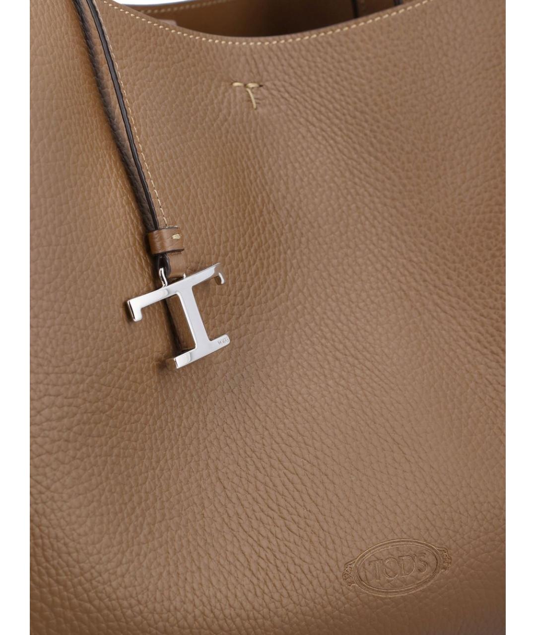 TOD'S Коричневая кожаная сумка тоут, фото 4