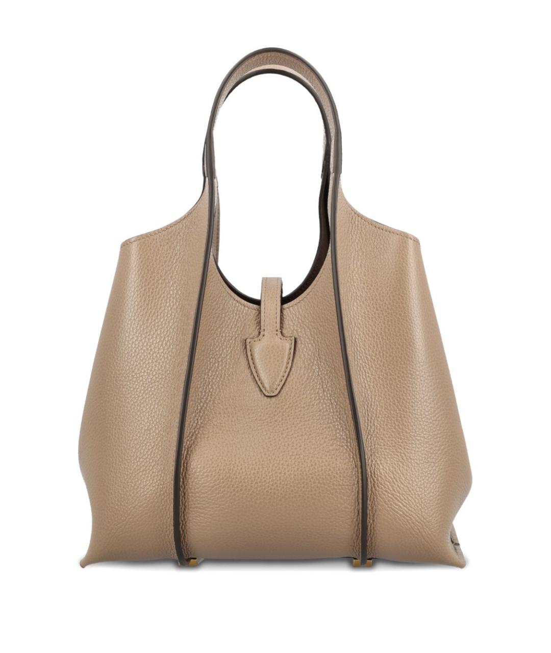 TOD'S Бежевая кожаная сумка тоут, фото 4