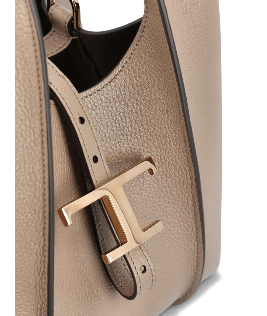TOD'S Бежевая кожаная сумка тоут, фото 2