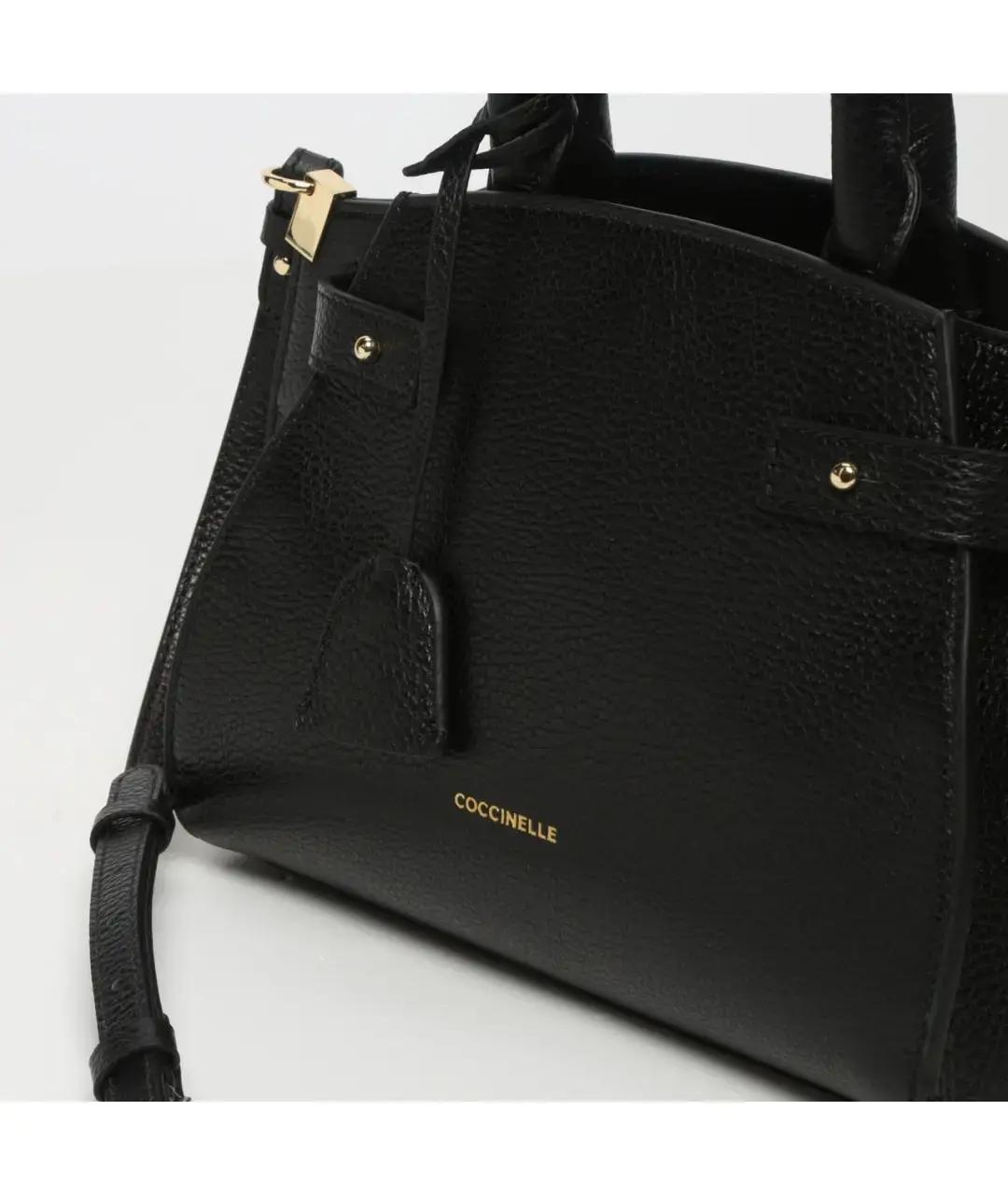 COCCINELLE Черная кожаная сумка с короткими ручками, фото 3