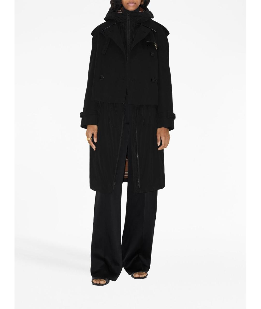 BURBERRY Черный хлопковый тренч/плащ, фото 4