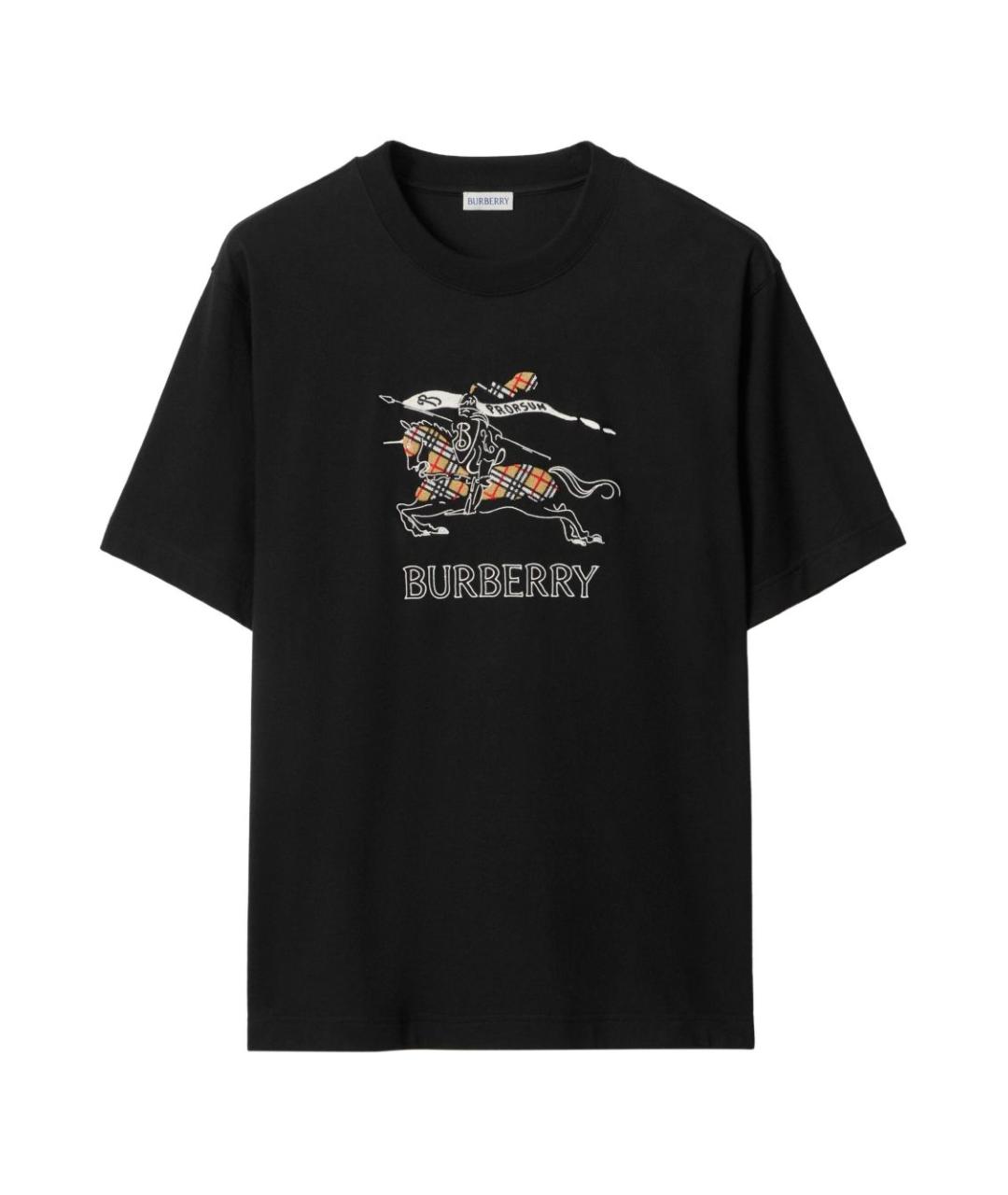 BURBERRY Черная хлопковая футболка, фото 1