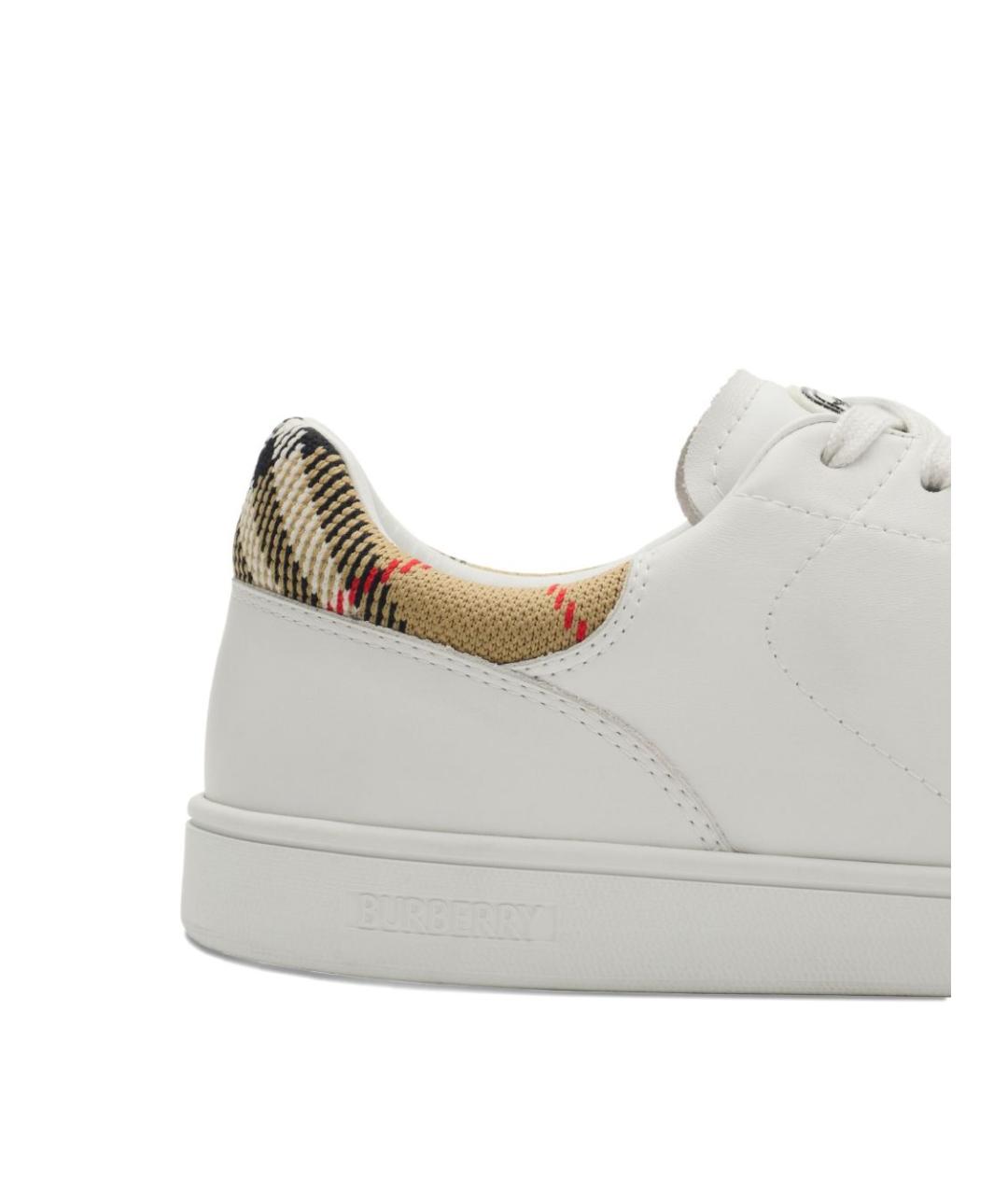 BURBERRY Белые кожаные низкие кроссовки / кеды, фото 5