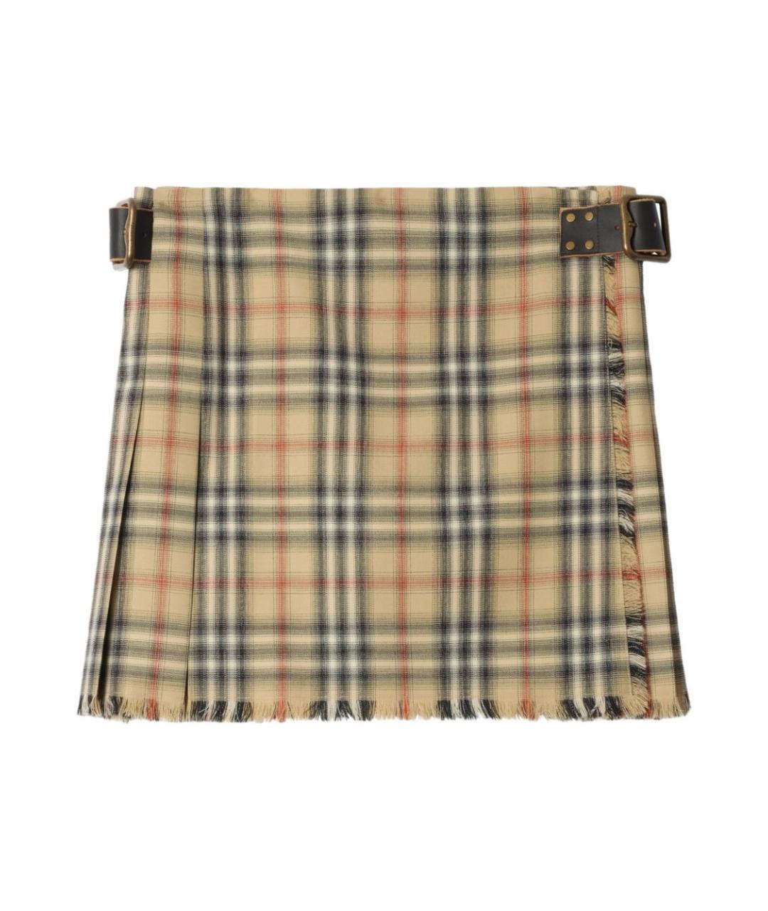 BURBERRY Мульти шерстяная юбка мини, фото 1