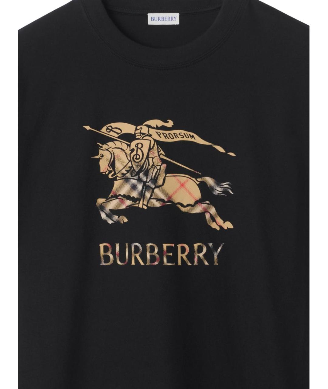 BURBERRY Черная хлопковая футболка, фото 2
