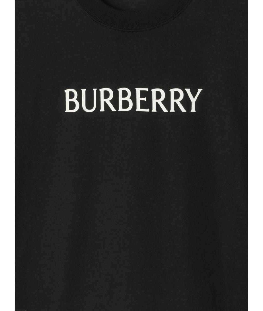 BURBERRY Черная хлопковая футболка, фото 4