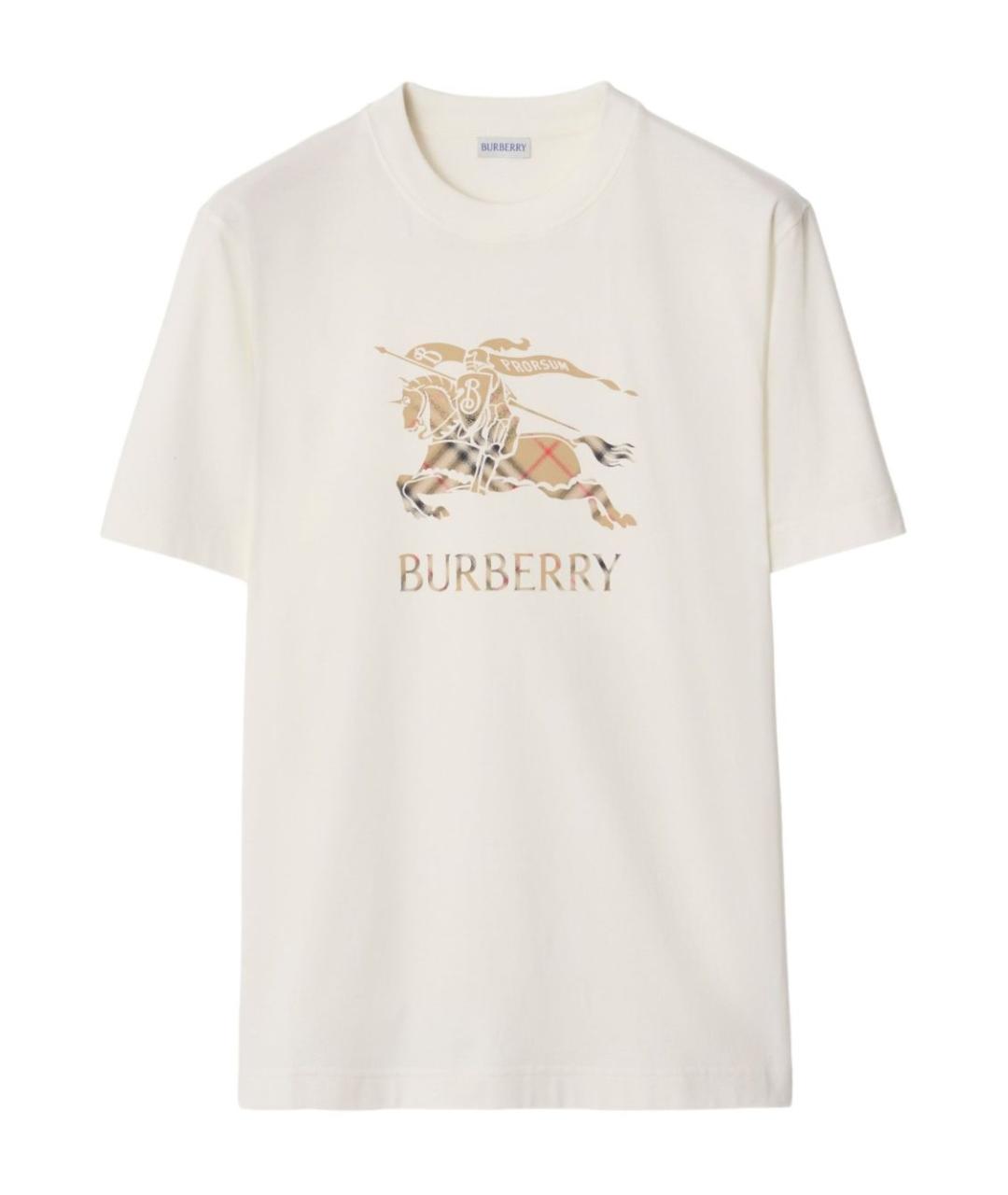 BURBERRY Белая хлопковая футболка, фото 1