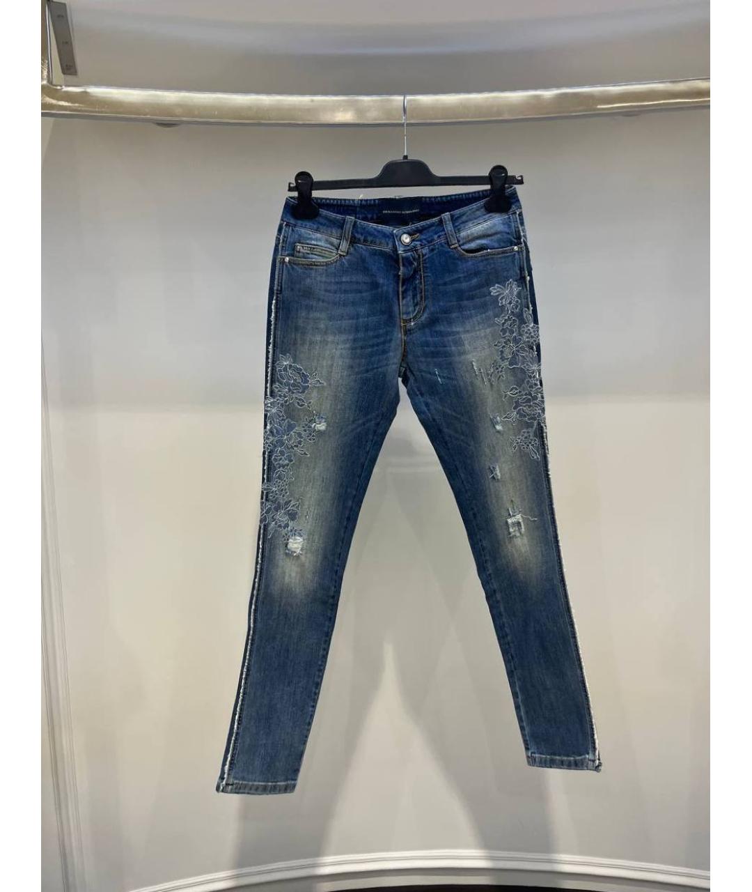 ERMANNO SCERVINO Синие хлопковые джинсы слим, фото 4