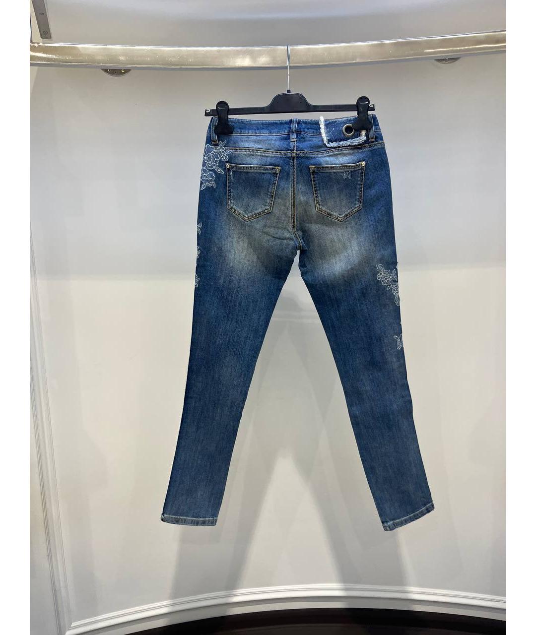 ERMANNO SCERVINO Синие хлопковые джинсы слим, фото 3