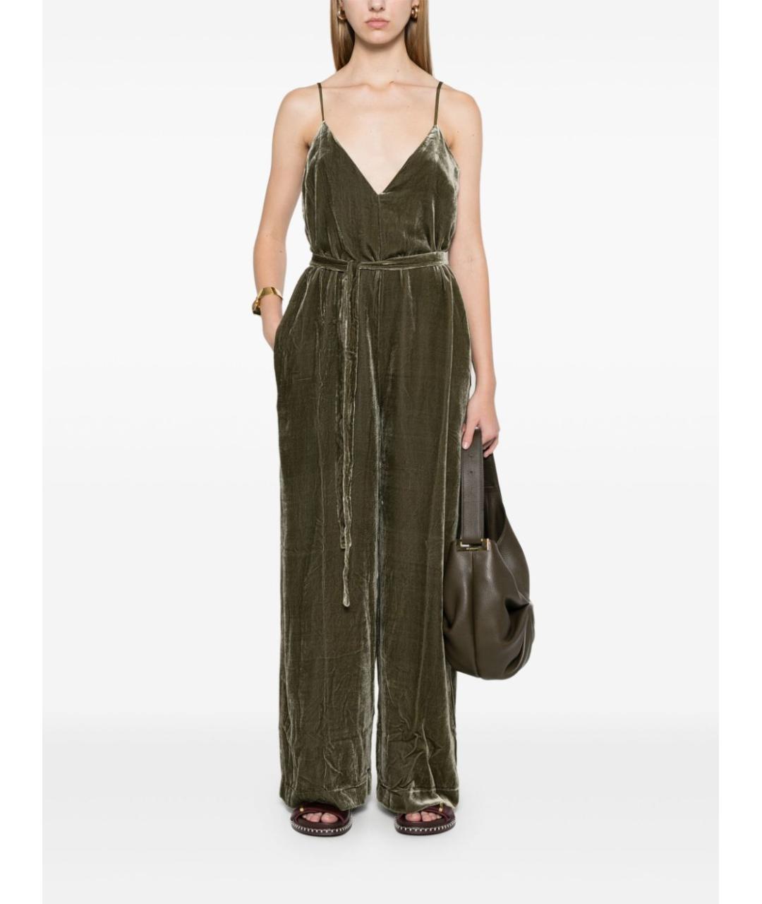 GOLD HAWK Зеленые шелковое платье, фото 4