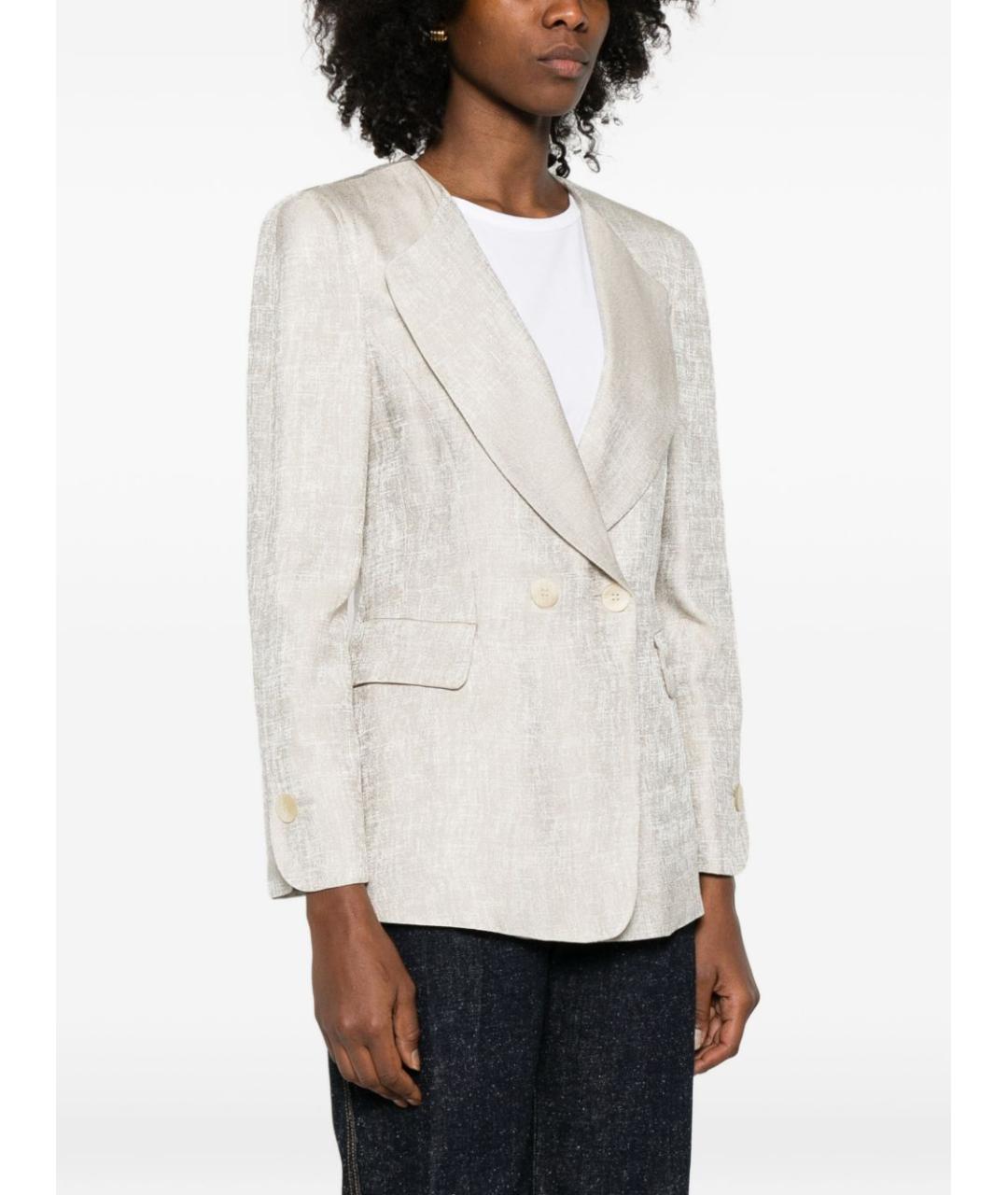 EMPORIO ARMANI Бежевый хлопковый жакет/пиджак, фото 2