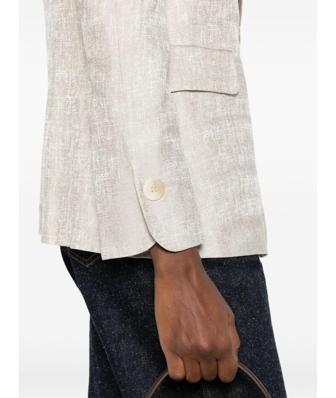 EMPORIO ARMANI Бежевый хлопковый жакет/пиджак, фото 4