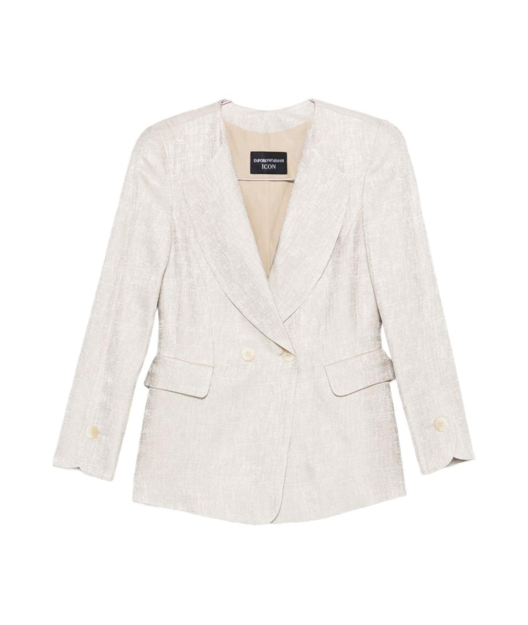 EMPORIO ARMANI Бежевый хлопковый жакет/пиджак, фото 1