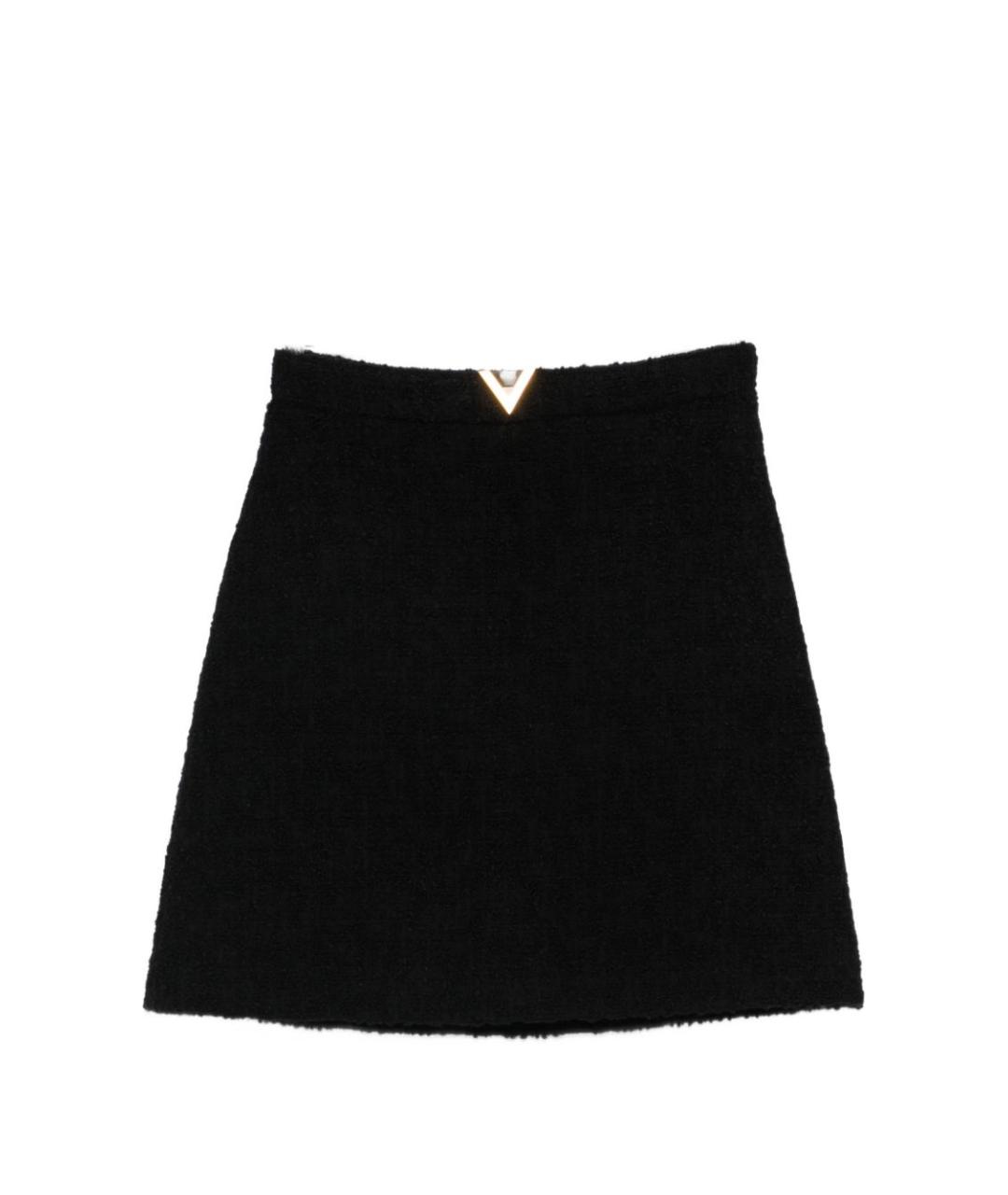 VALENTINO Черная шерстяная юбка мини, фото 1