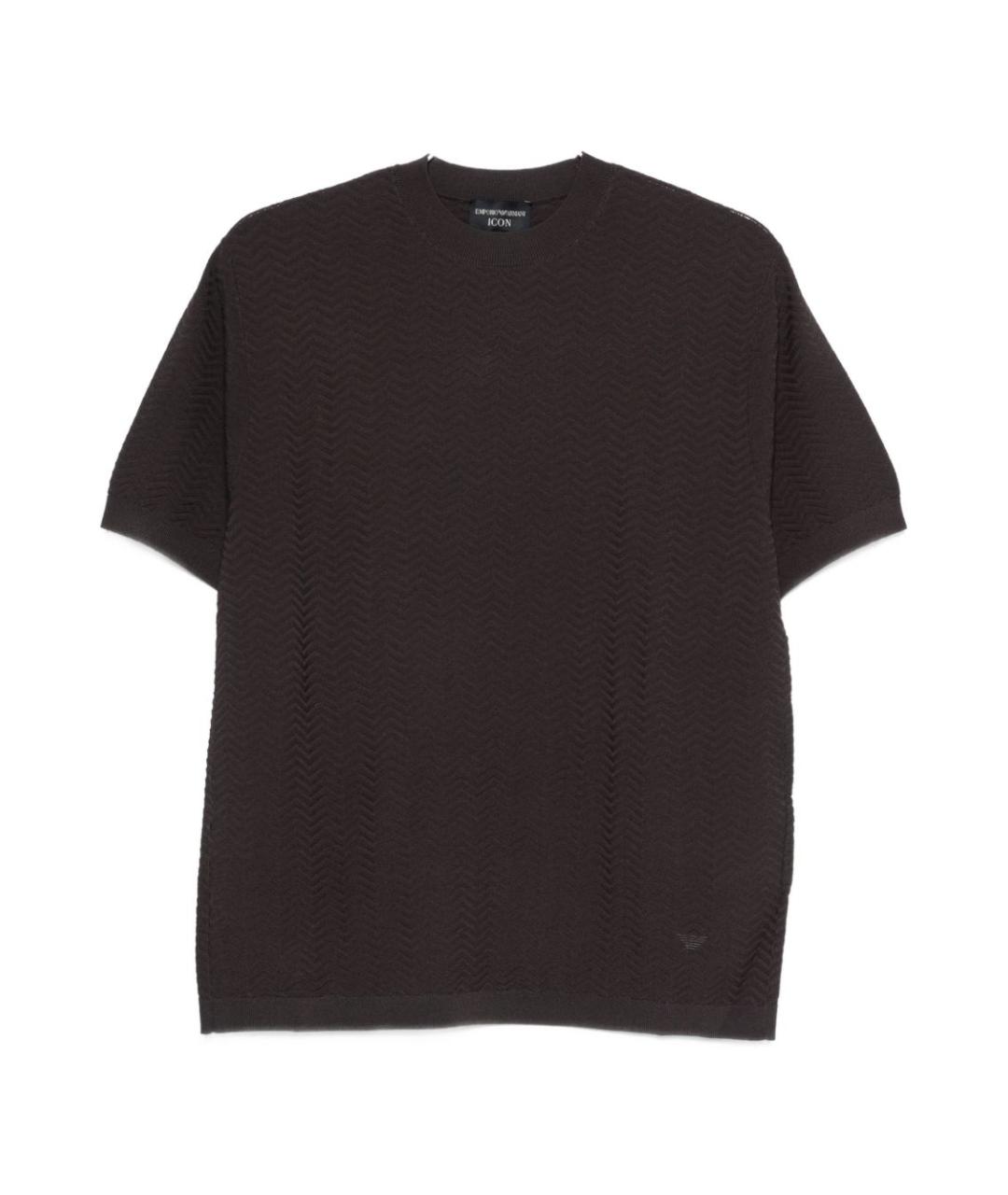 EMPORIO ARMANI Коричневая хлопковая футболка, фото 1