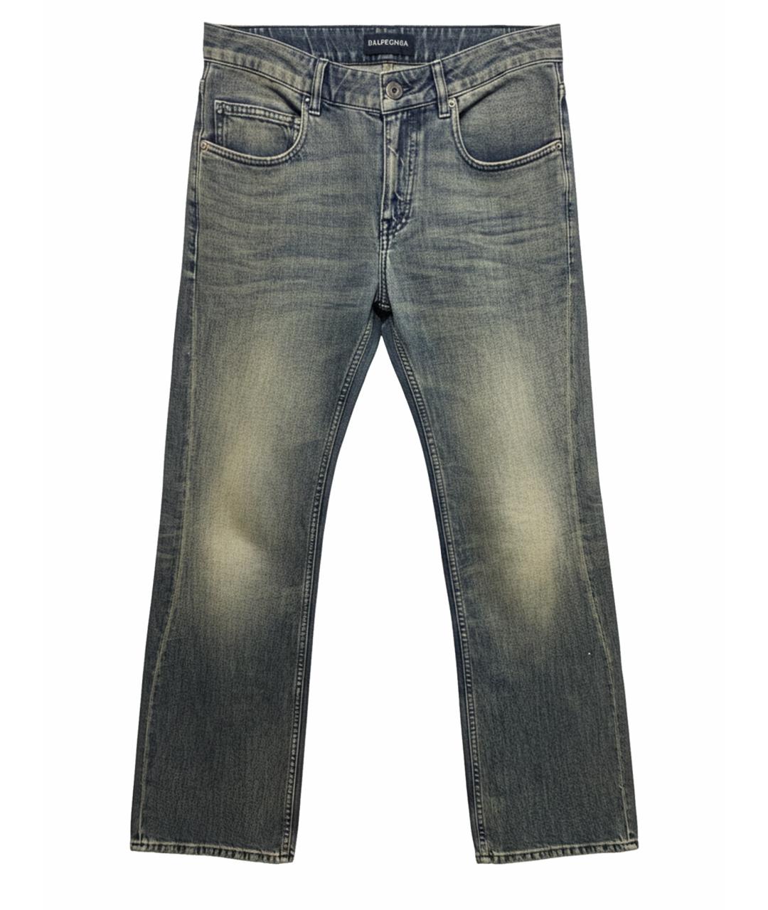 BALENCIAGA Синие хлопковые джинсы клеш, фото 1