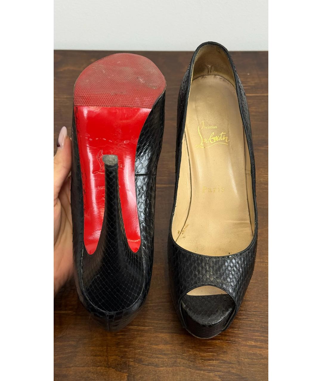 CHRISTIAN LOUBOUTIN Черные кожаные туфли, фото 5