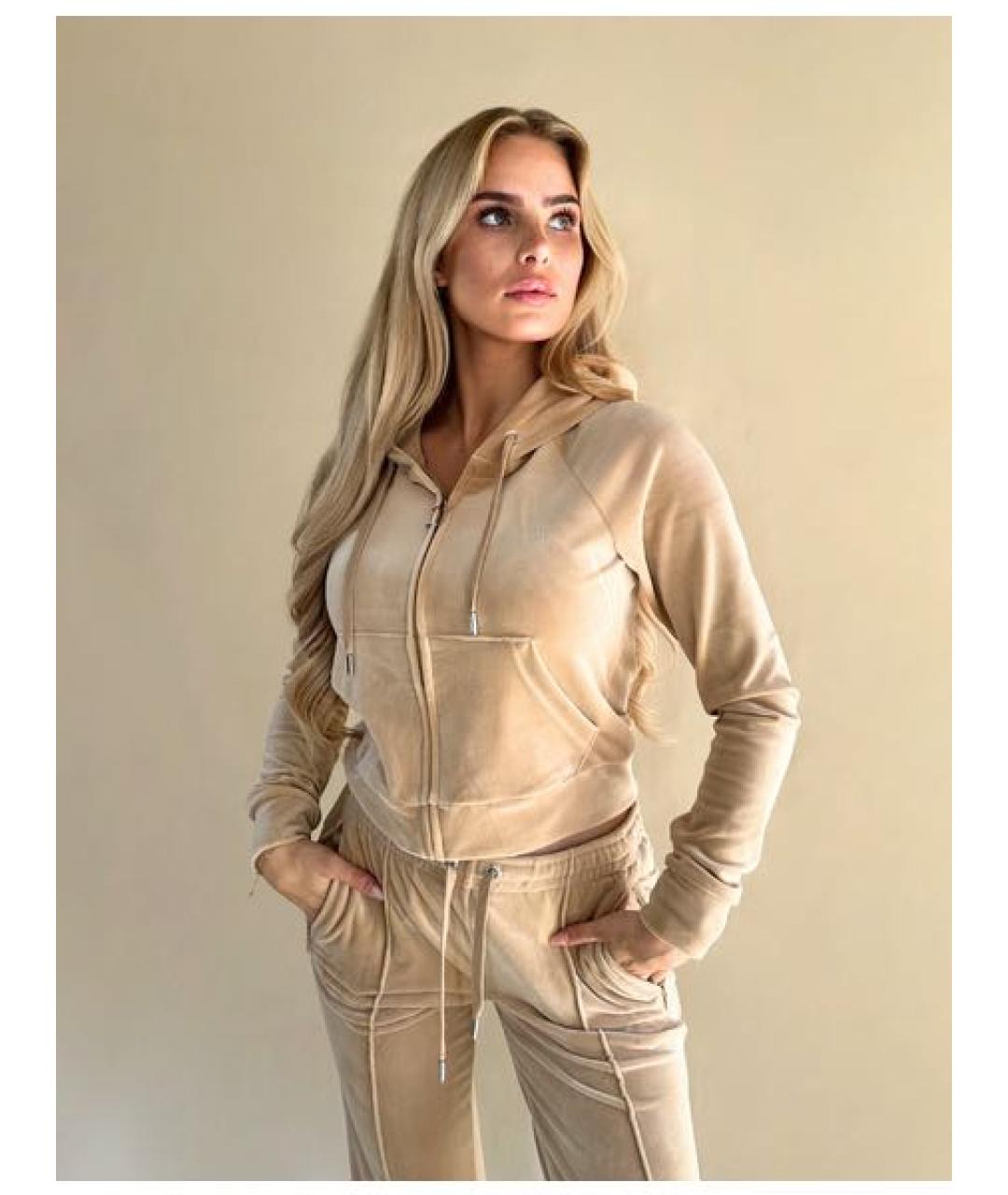 JUICY COUTURE Бежевый велюровый костюм с брюками, фото 8