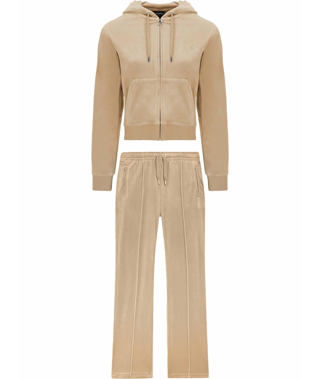 JUICY COUTURE Бежевый велюровый костюм с брюками, фото 1