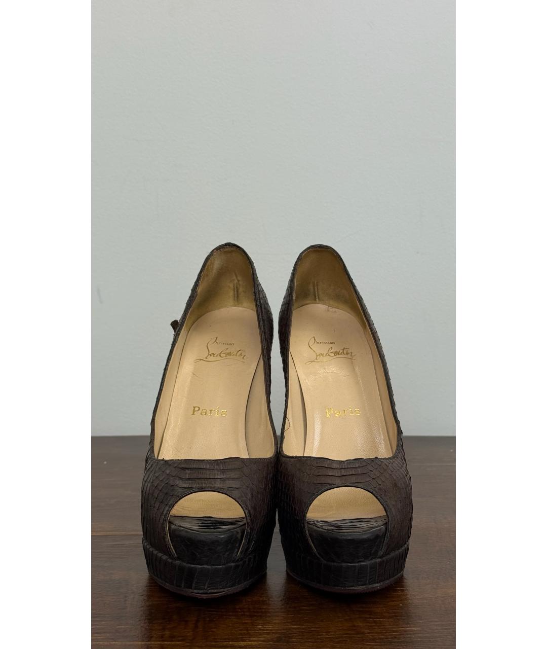 CHRISTIAN LOUBOUTIN Коричневые кожаные туфли, фото 2