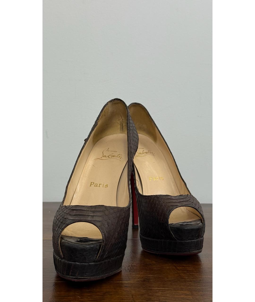 CHRISTIAN LOUBOUTIN Коричневые кожаные туфли, фото 3